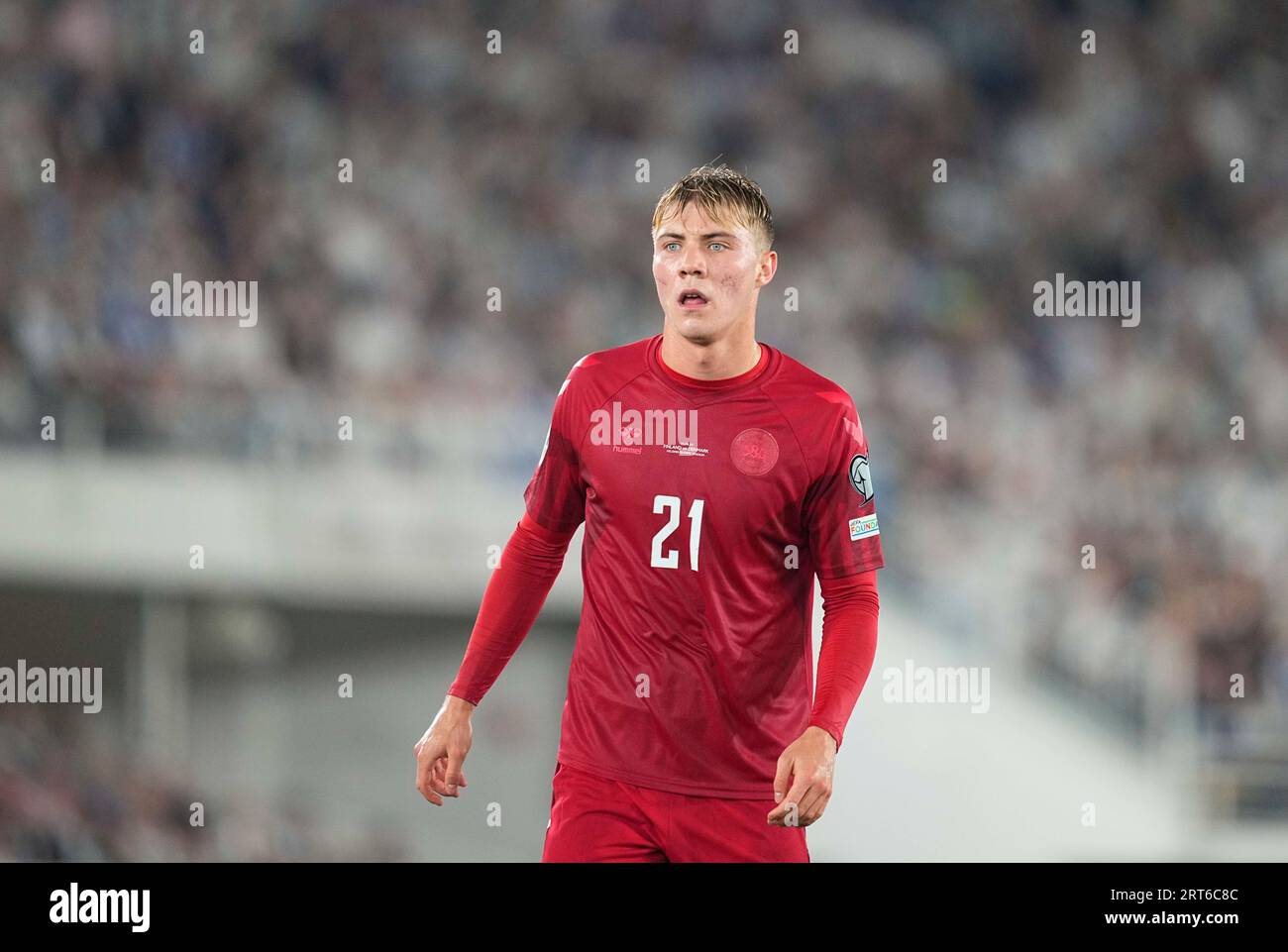 Hjlund September 10 2023: Rasmus Højlund (Denmark) looks on during a Group H ...