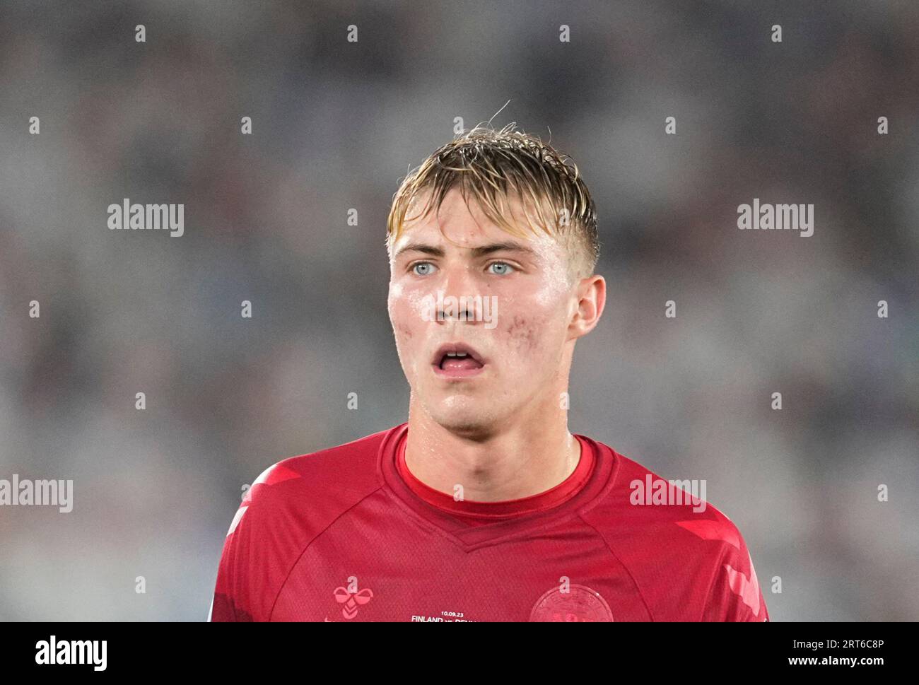 Hjlund September 10 2023: Rasmus Højlund (Denmark) looks on during a Group H ...