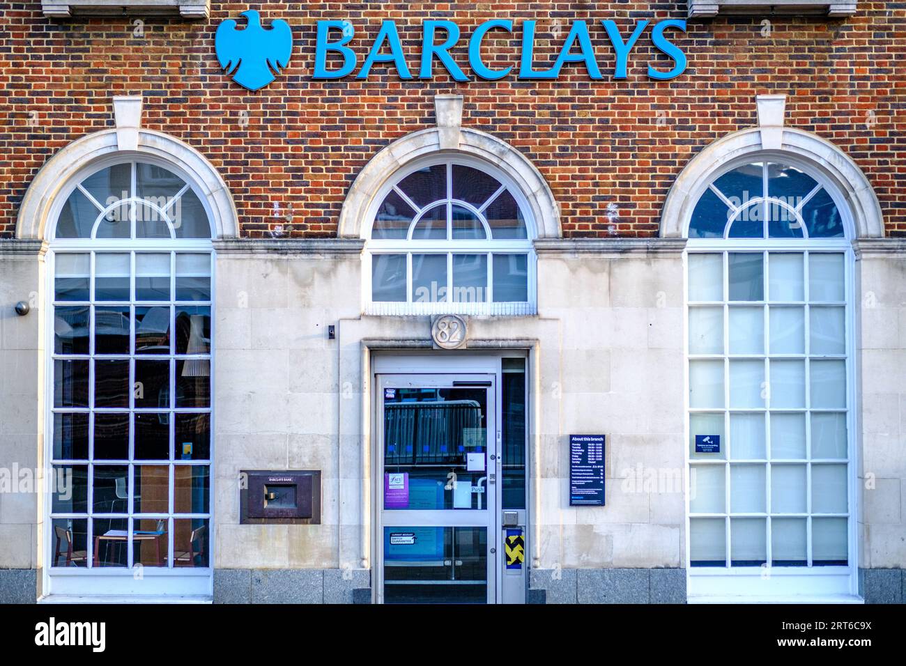 Epsom Surrey UK, September 10 2023, High Street Branch Barclays Bank With No People Stock Photo