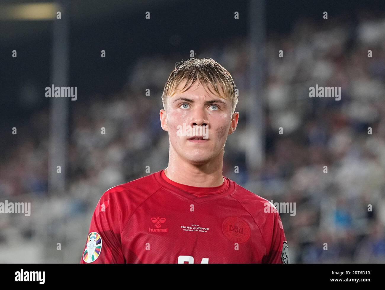 Hjlund September 10 2023: Rasmus Højlund (Denmark) looks on during a Group H ...