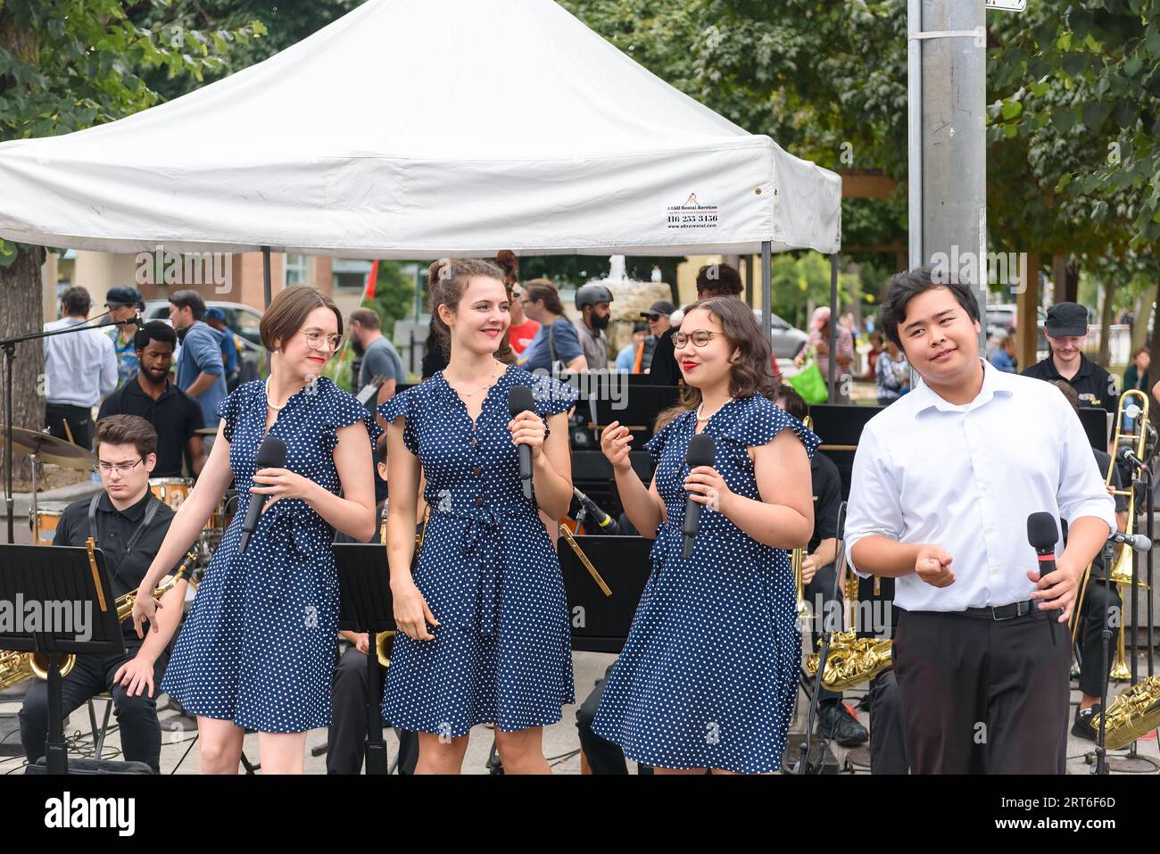 Toronto, Canada, The Toronto All Stars Big Band performs live in the Cabbage Town traditional festival. Stock Photo