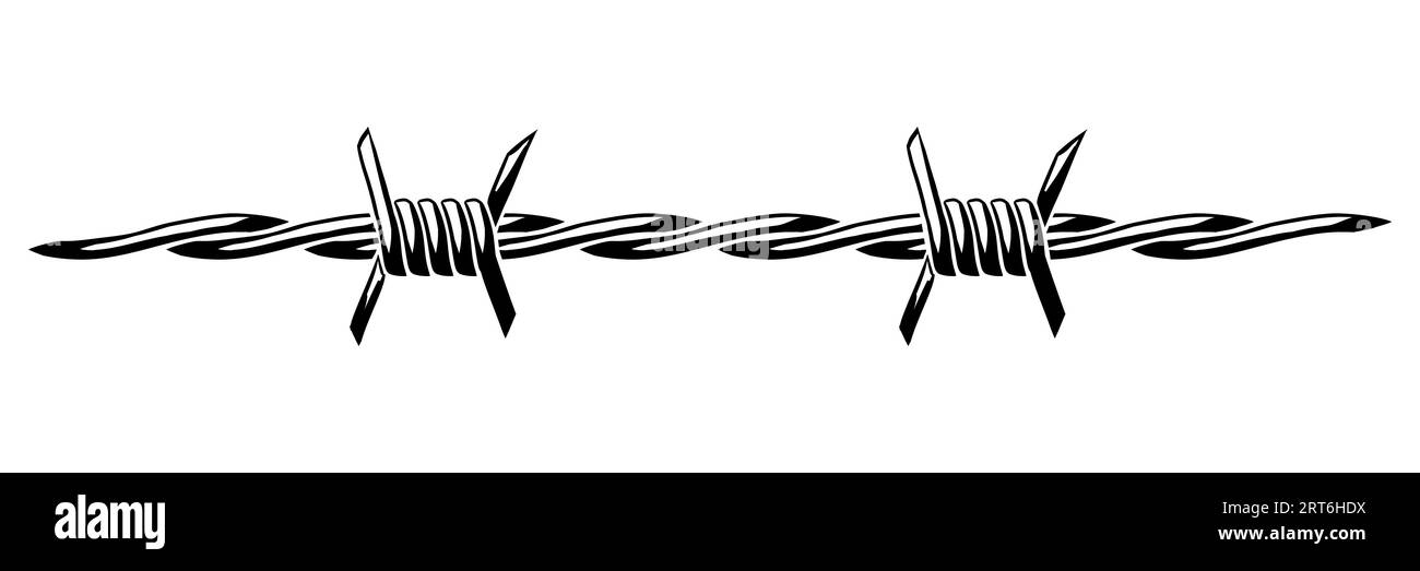 Barbed wire illustration. Sharp barbwire border chain Stock Vector ...