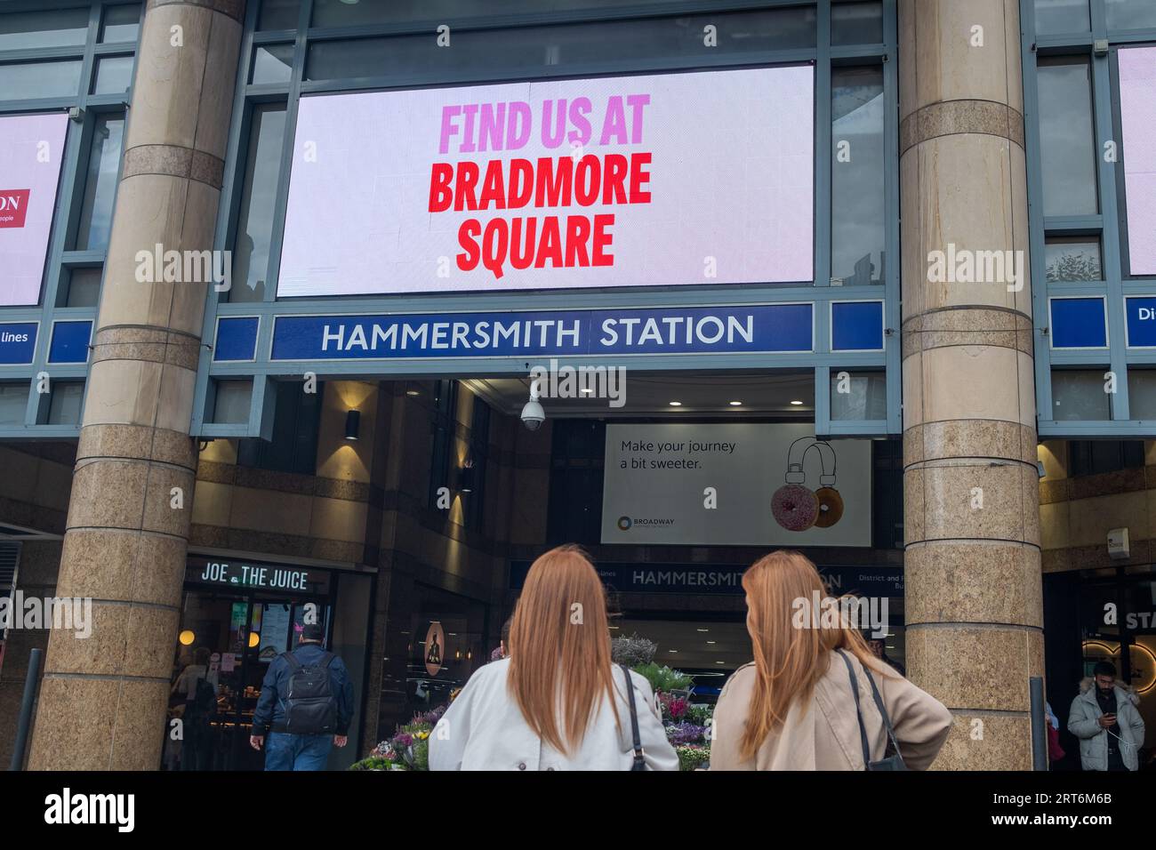 LONDON- AUGUST 3, 2023: Hammersmith Station and Hammersmith Broadway shopping centrein west London Stock Photo