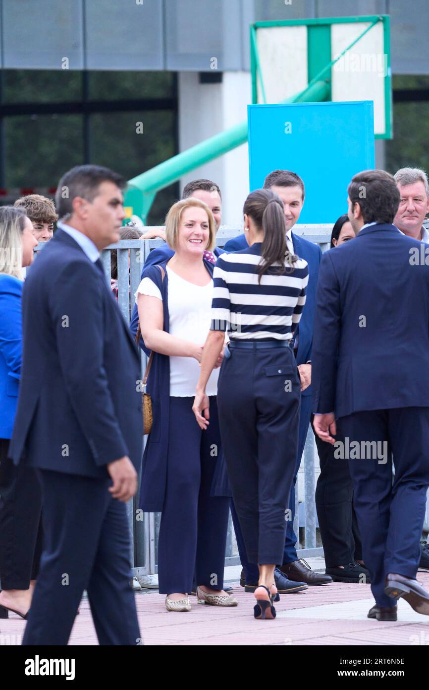 Sigueiro/Orosos, Spain. September 11, 2023, Sigueiro/Orosos, Galicia,  Spain: Queen Letizia of Spain attends the Opening of the School Year  2023/2024 at CEIP do Camino Ingles on September 11, 2023 in  Sigueiro/Orosos, Spain (