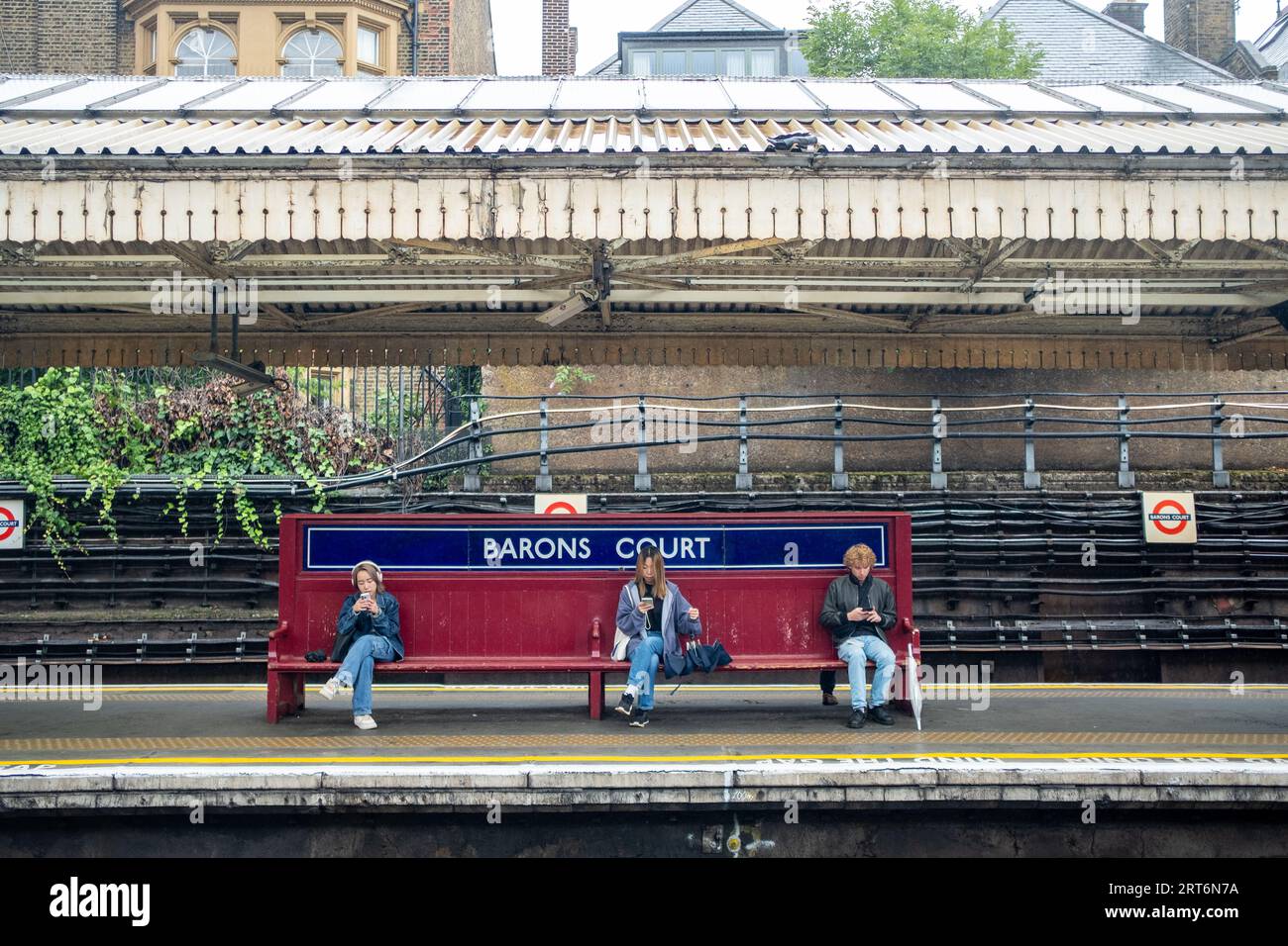 LONDON AUGUST 8, 2023 Barons Court station on the district line in