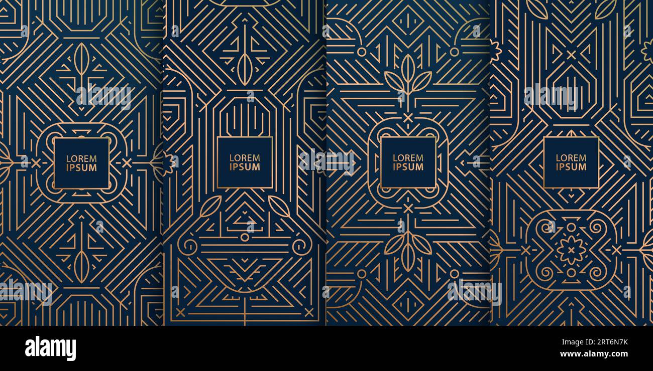 Vector set of art deco, fancy line labels, banners. Geometric wine ...