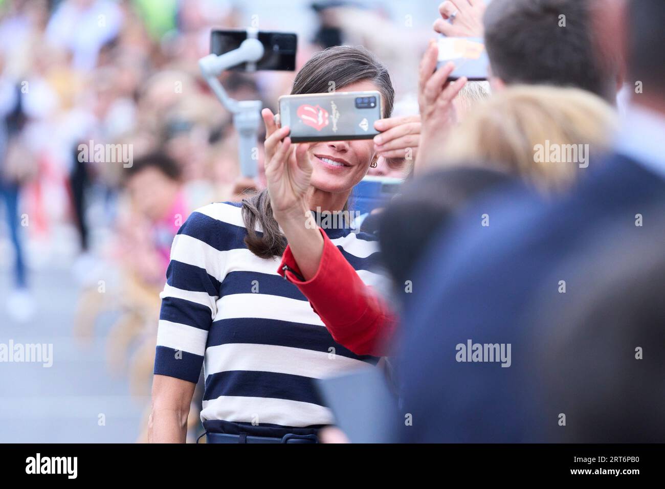 Sigueiro/Orosos, Spain. September 11, 2023, Sigueiro/Orosos, Galicia,  Spain: Queen Letizia of Spain attends the Opening of the School Year  2023/2024 at CEIP do Camino Ingles on September 11, 2023 in  Sigueiro/Orosos, Spain (