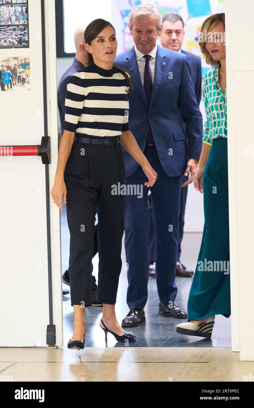 Queen Letizia of Spain attends the Opening of the School Year 2023/2024 at  CEIP do Camino Ingles on September 11, 2023 in Sigueiro/Orosos, Spain Stock  Photo - Alamy