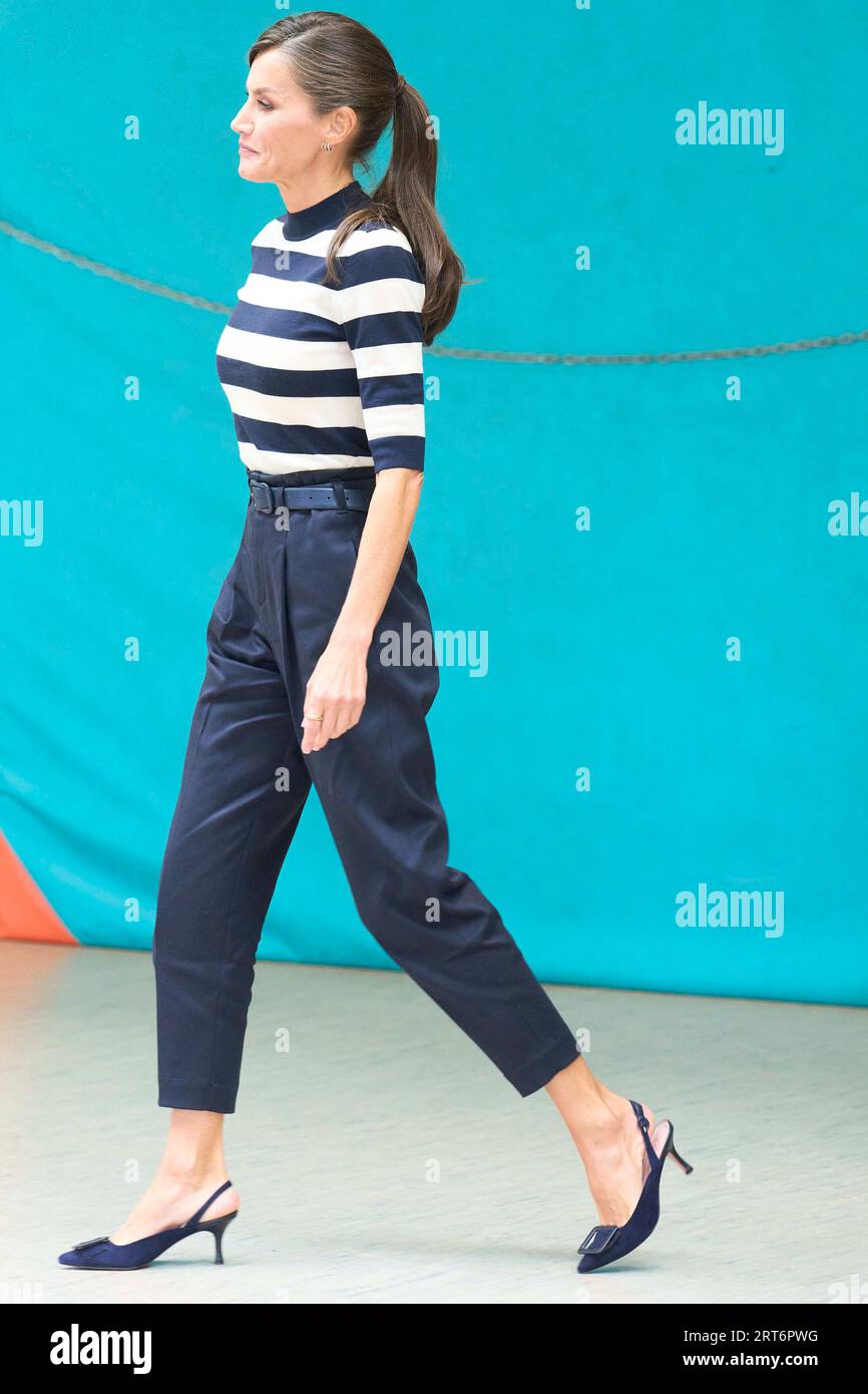 Queen Letizia of Spain attends the Opening of the School Year 2023/2024 at  CEIP do Camino Ingles on September 11, 2023 in Sigueiro/Orosos, Spain Stock  Photo - Alamy