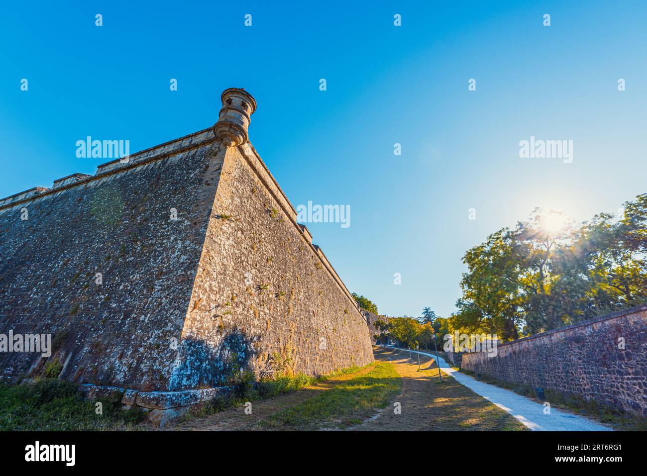 Low-angle view of Guadalupe Bastion in Pamplona's Wall, Navarre, Spain Stock Photo