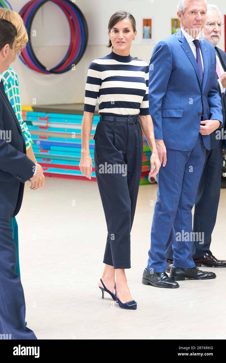 Queen Letizia of Spain attends the Opening of the School Year 2023/2024 at  CEIP do Camino Ingles on September 11, 2023 in Sigueiro/Orosos, Spain  Credit: agefotostock /Alamy Live News Stock Photo - Alamy