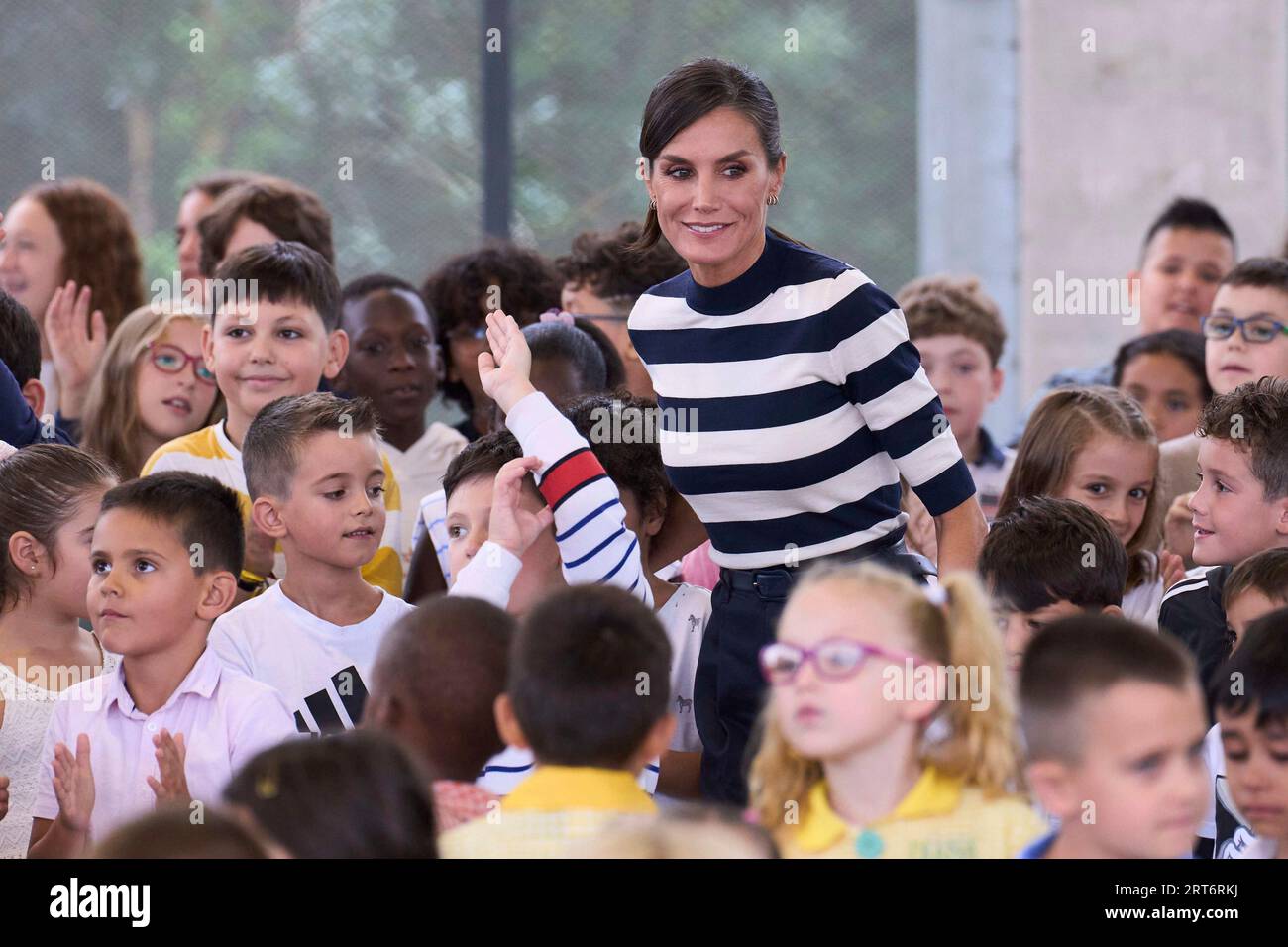 Queen Letizia of Spain attends the Opening of the School Year 2023/2024 at  CEIP do Camino Ingles on September 11, 2023 in Sigueiro/Orosos, Spain  Credit: agefotostock /Alamy Live News Stock Photo - Alamy