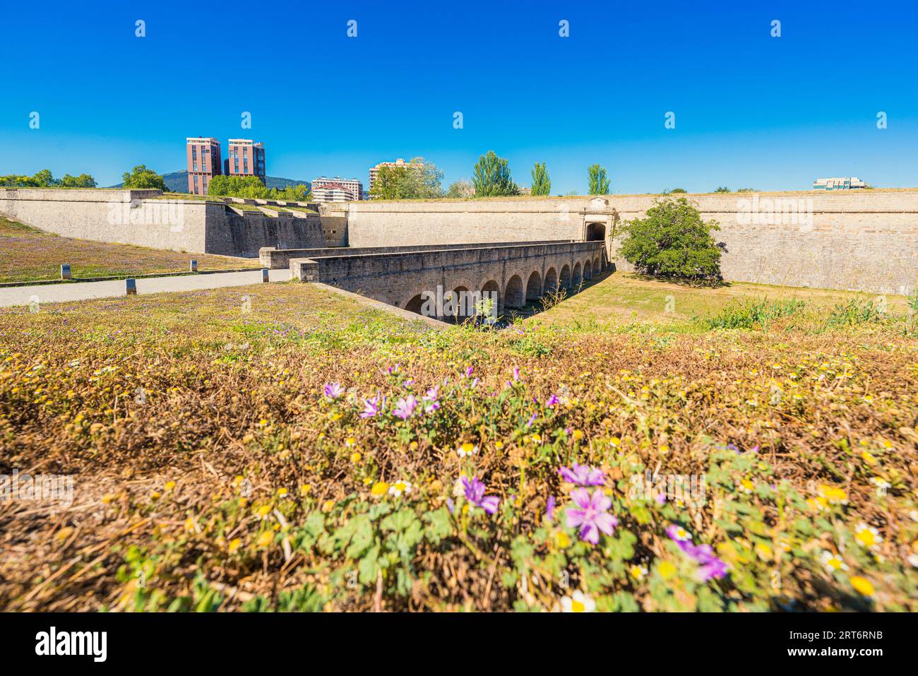 Exterior view of the Pamplona Citadel or New Castle park in Navarra, Spain Stock Photo