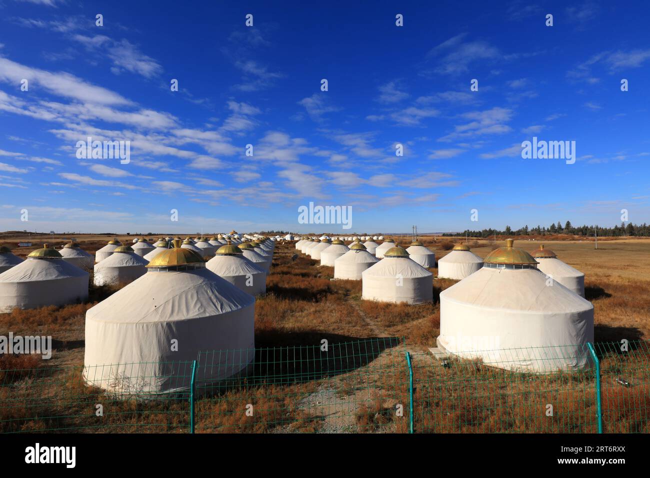 Inner Mongolia Keshiketeng World Geopark yurt Stock Photo