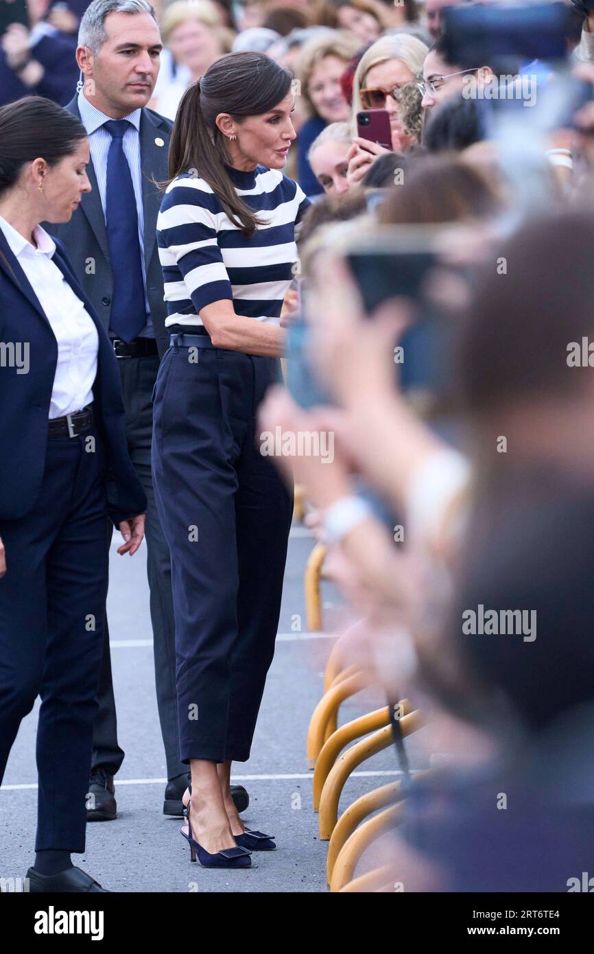 Queen Letizia of Spain attends the Opening of the School Year 2023/2024 at  CEIP do Camino Ingles on September 11, 2023 in Sigueiro/Orosos, Spain Stock  Photo - Alamy