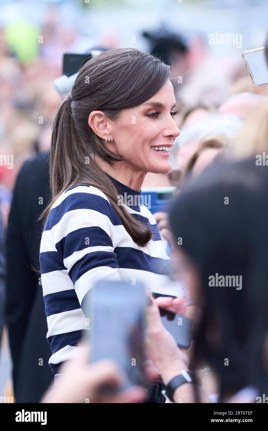 Queen Letizia of Spain attends the Opening of the School Year 2023/2024 at  CEIP do Camino Ingles on September 11, 2023 in Sigueiro/Orosos, Spain Stock  Photo - Alamy