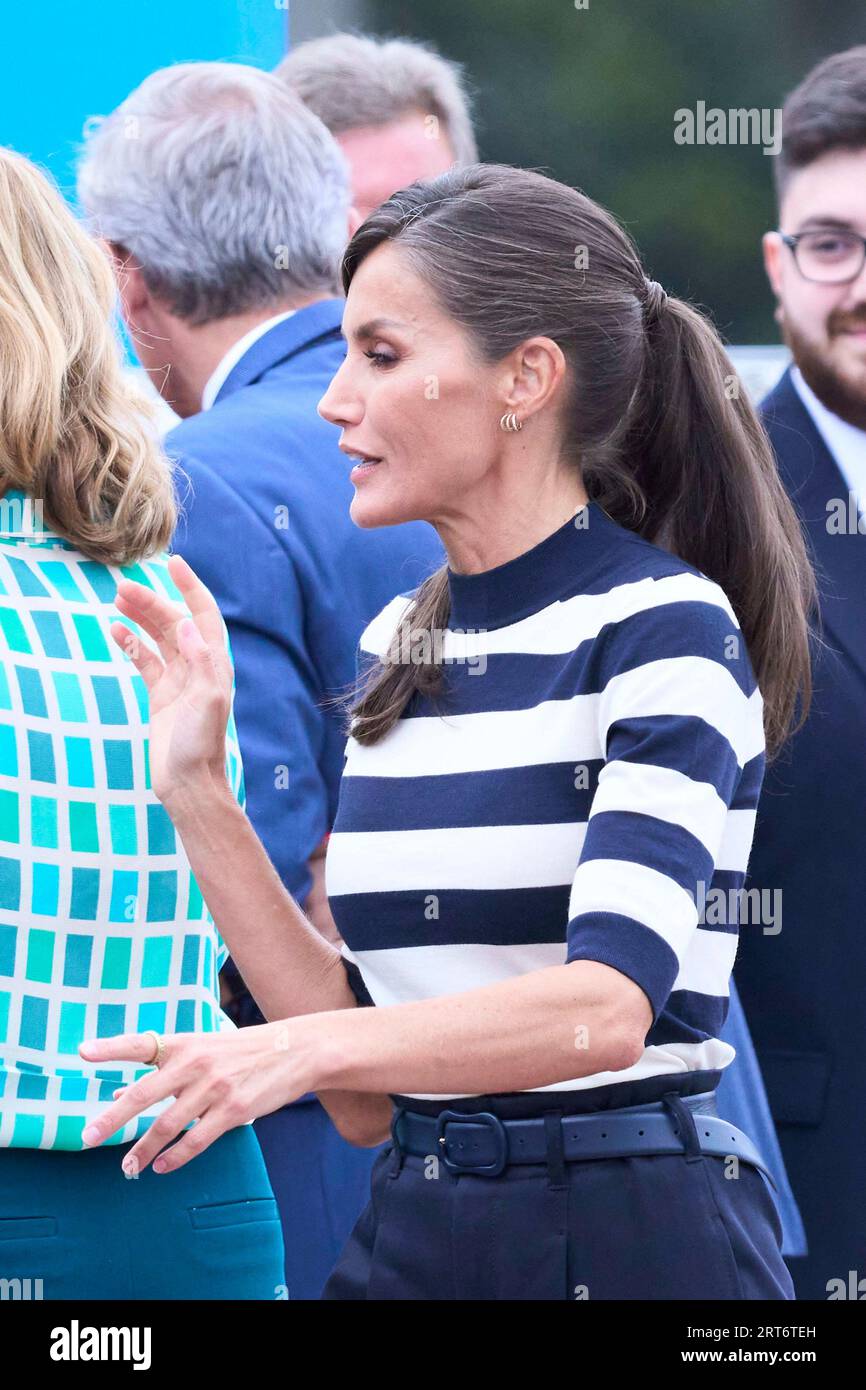 Queen Letizia of Spain attends the Opening of the School Year 2023/2024 at  CEIP do Camino Ingles on September 11, 2023 in Sigueiro/Orosos, Spain  Credit: agefotostock /Alamy Live News Stock Photo - Alamy