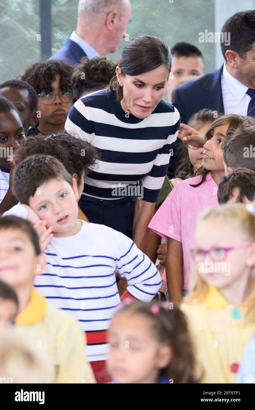 Queen Letizia of Spain attends the Opening of the School Year 2023/2024 at  CEIP do Camino Ingles on September 11, 2023 in Sigueiro/Orosos, Spain  Credit: agefotostock /Alamy Live News Stock Photo - Alamy