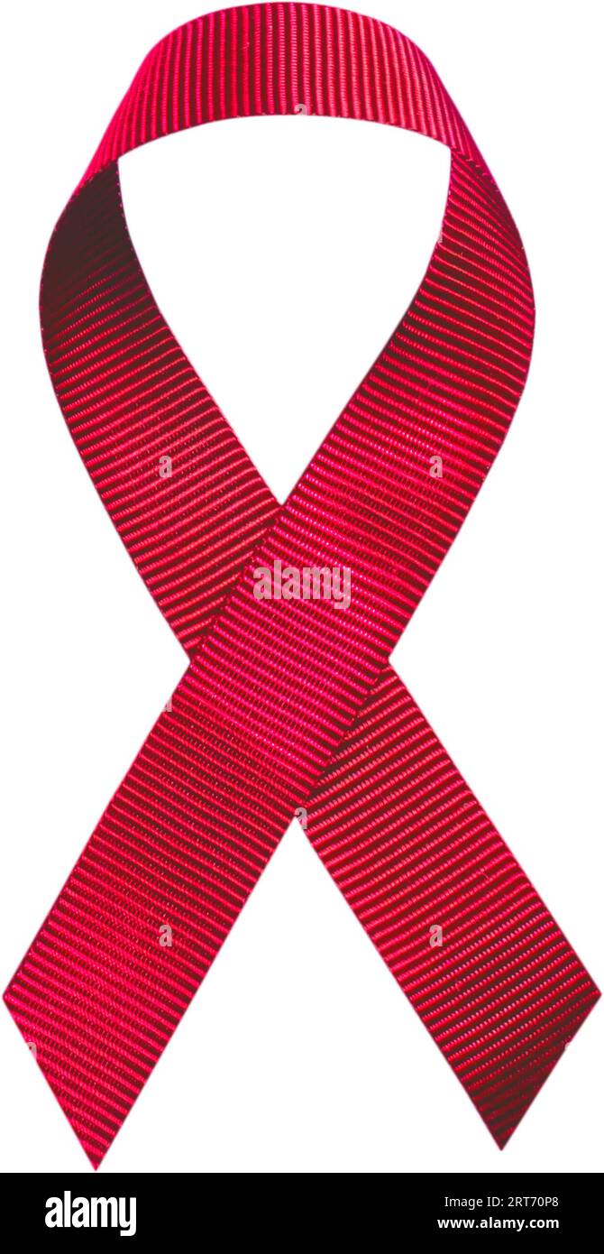 This stock photo features a red ribbon in the shape of a cancer ...