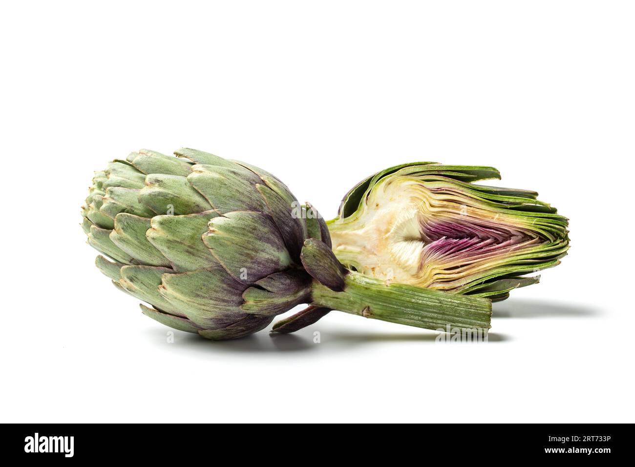 Green Artichokes Cut Open, Edible Flowers, Italian Vegetable "Carciofo