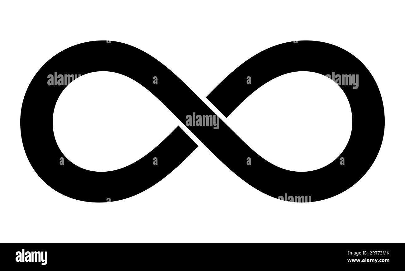 Infinity symbol - black and white vector illustration of lazy eight mathematical symbol, isolated on white Stock Vector