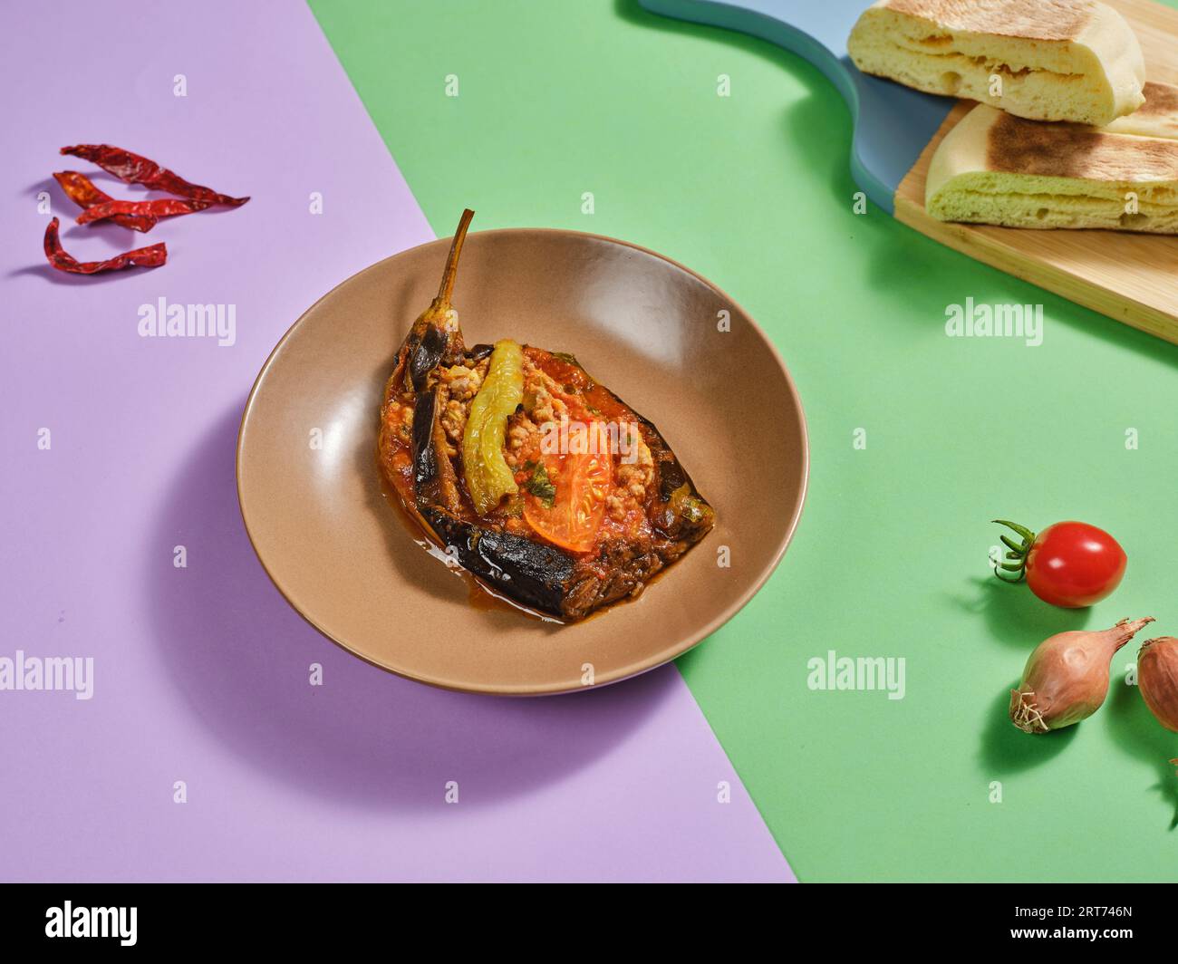 Turkish food on colorful background. with side dishes. dolma, sarma