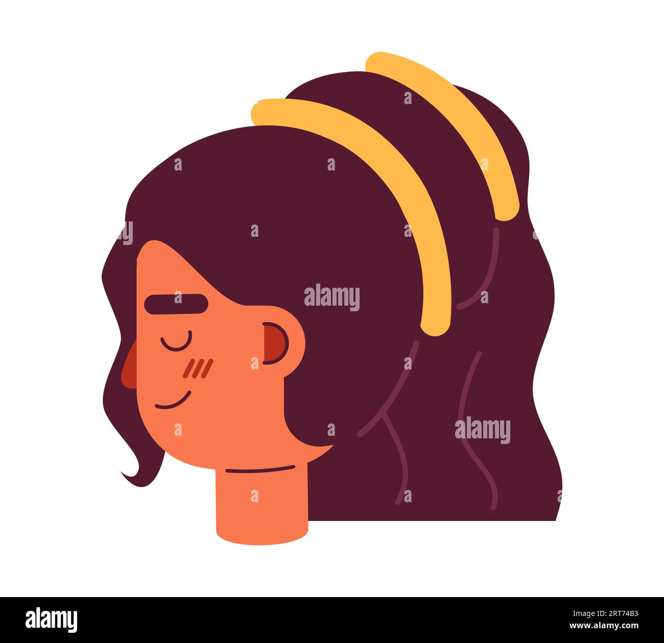 Pretty woman side view semi flat vector character head Stock Vector