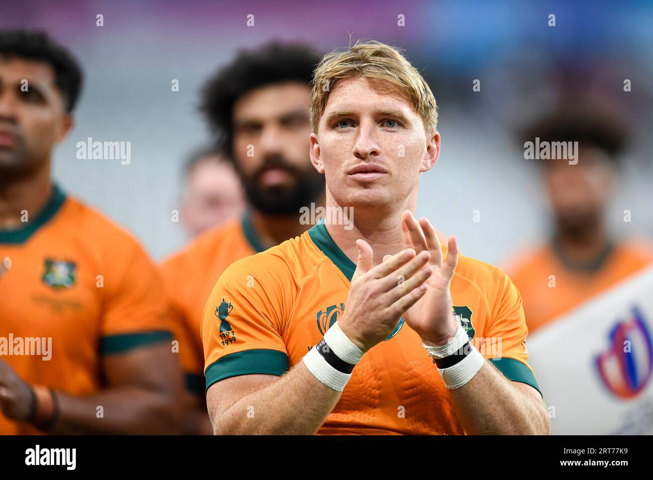 Tate McDermott during the Rugby World Cup RWC 2023 match between Australia Wallabies and Georgia on September 9, 2023 at Stade de France in Saint-Denis near Paris, France