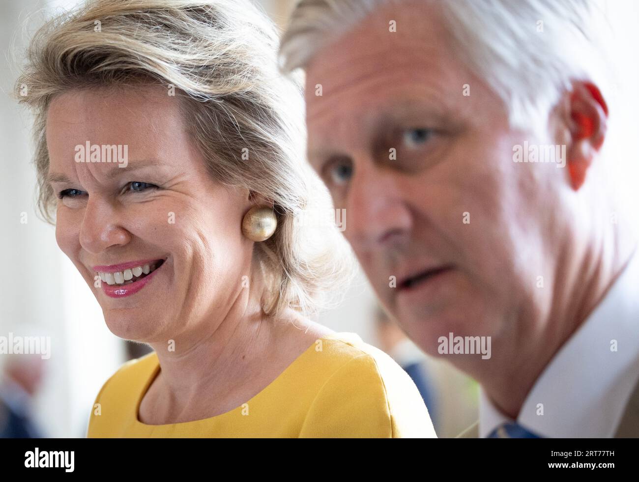 Brussels, Belgium. 11th Sep, 2023. Queen Mathilde of Belgium and King Philippe - Filip of Belgium pictured during the 19th informal summit of the heads of state of German-speaking countries, at the Royal Castle in Laken/ Laeken, Brussels, Monday 11 September 2023. BELGA PHOTO BENOIT DOPPAGNE Credit: Belga News Agency/Alamy Live News Stock Photo