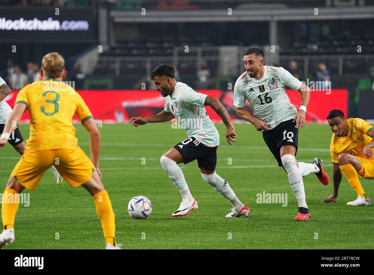 Arlington, Texas, United States: Ernesto Vega (MX) and Hector Herrera (MX) in action during the international soccer game between Mexico and Australia played at AT&T Stadium on Saturday September 9, 2023.  (Photo by Javier Vicencio / Eyepix Group/Sipa USA) Stock Photo
