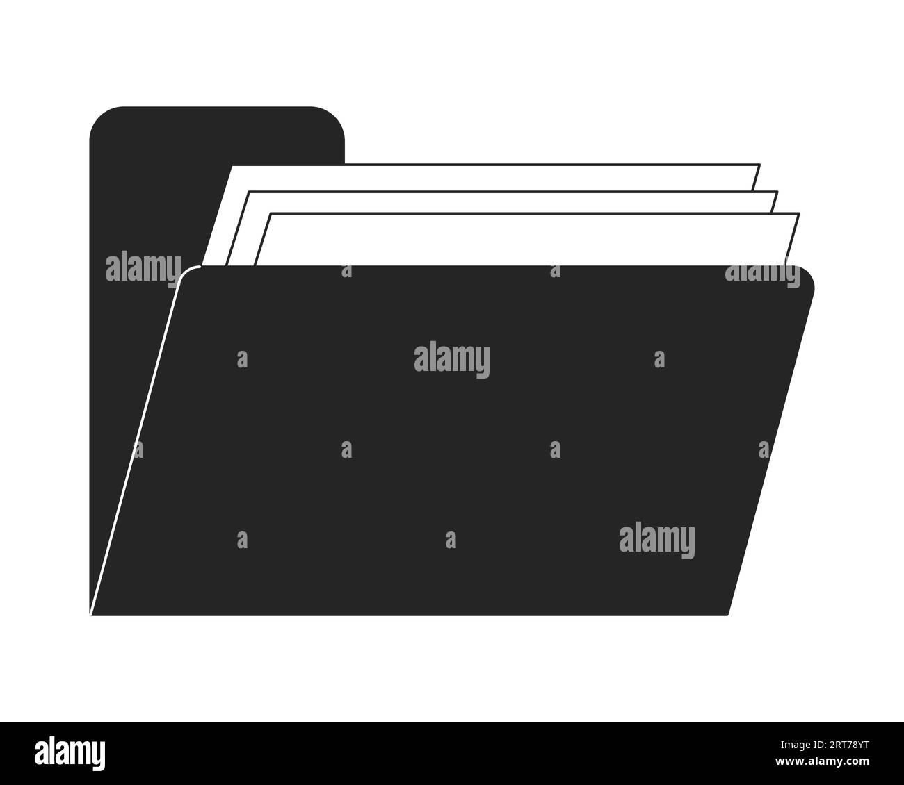 Retro computer folder files flat monochrome isolated vector object