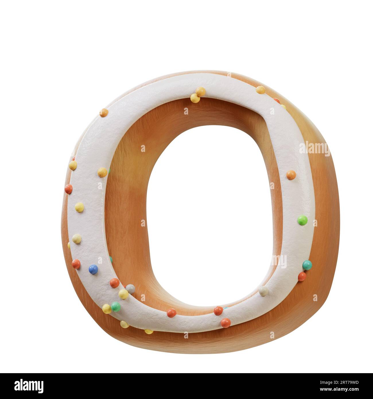 3D illustration of White Cream Donut Font Concept. Bakery sweet