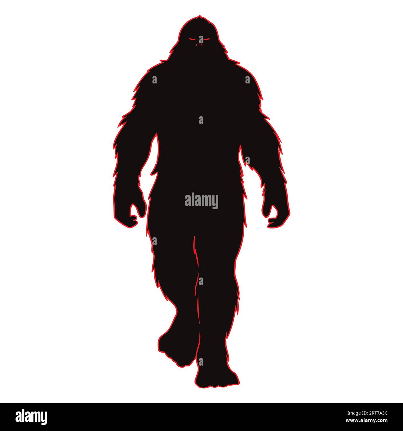 Set 2 Bigfoot Silhouette Illustration black solid color Stock Vector