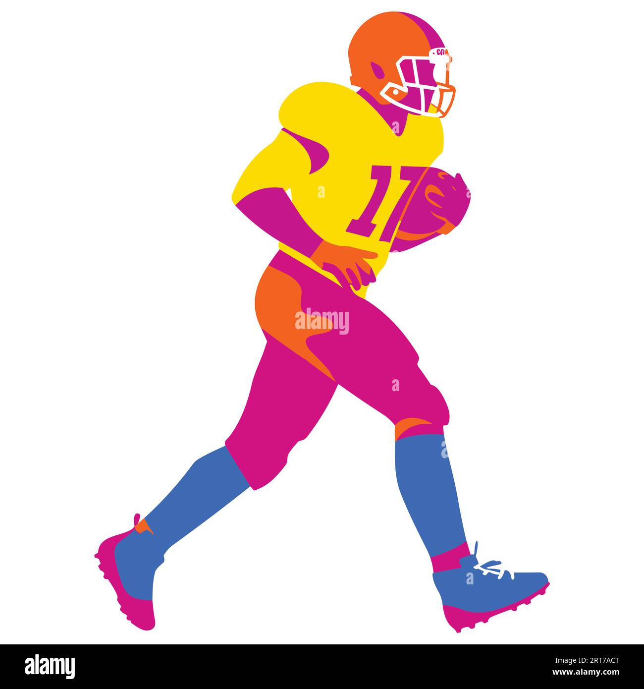 American football player. Quarterback isolated white background Stock Vector