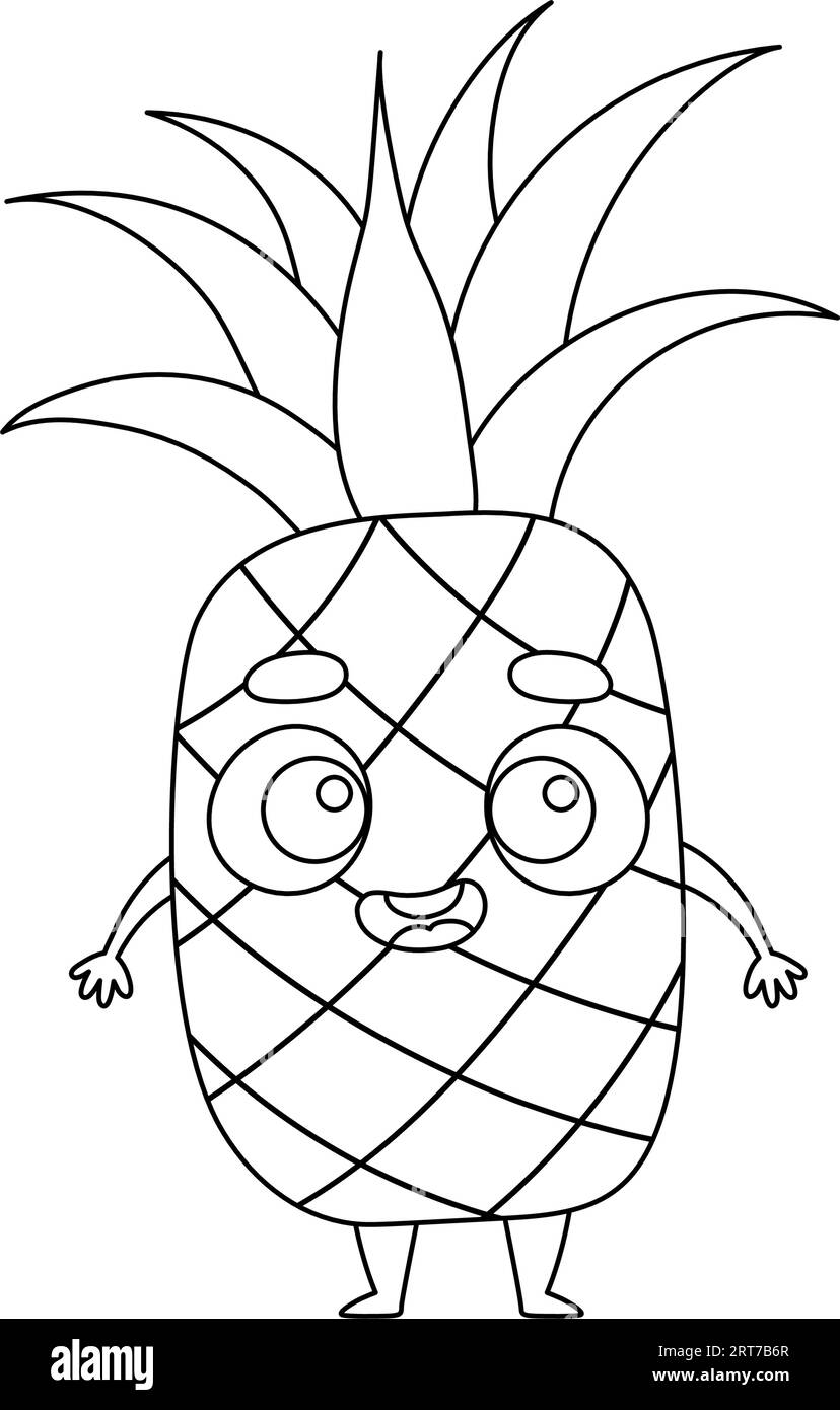 Coloring page funny pineapple. Coloring book for kids. Educational activity for preschool years ...