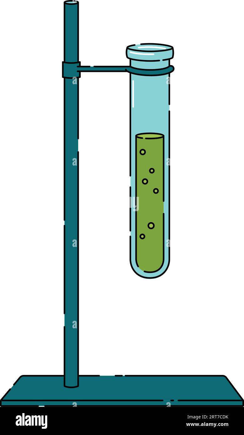 Holder with laboratory test tube, medical flask vector illustration
