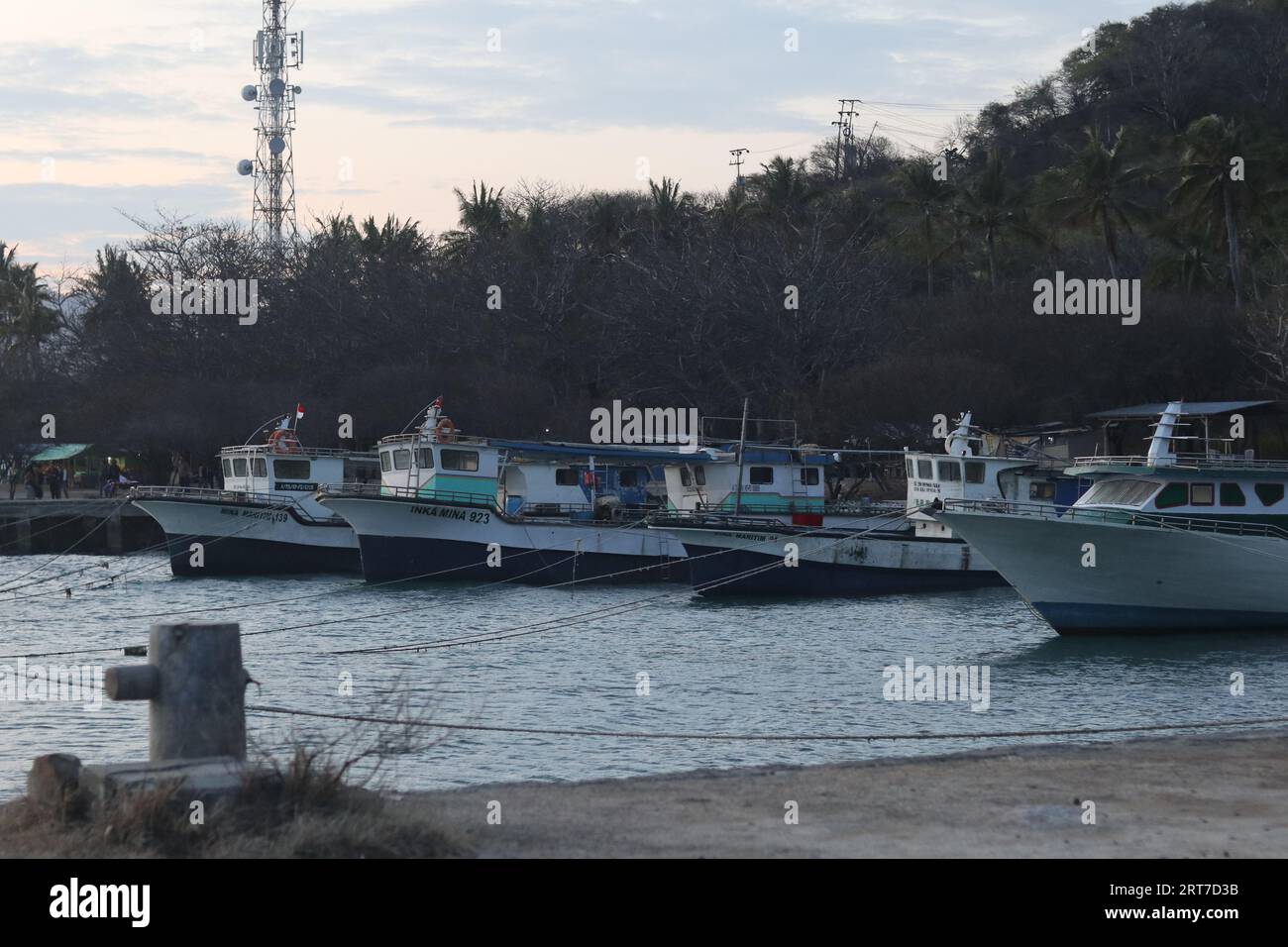Fishing boats docked in the harbor Stock Photo - Alamy