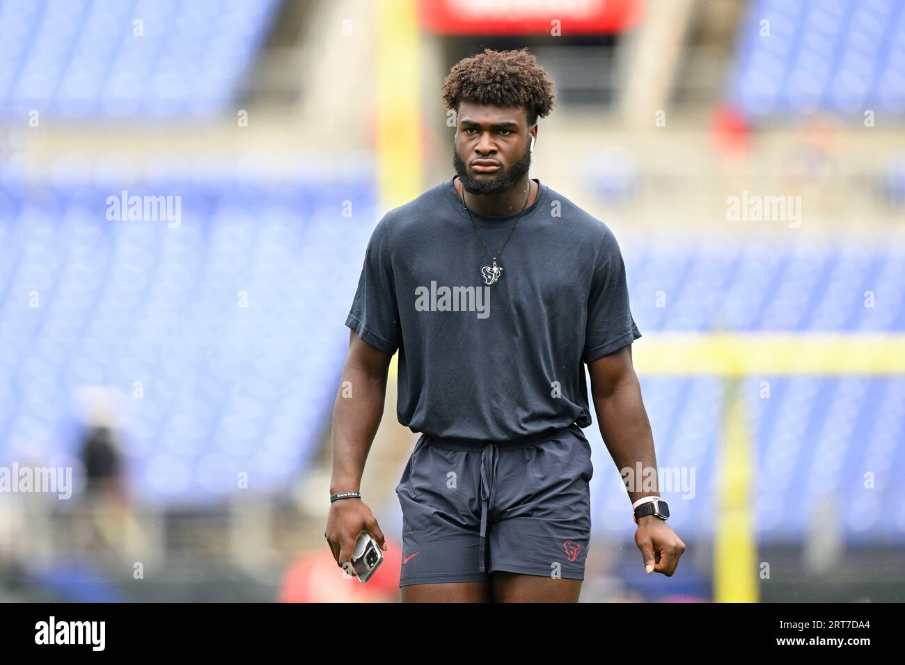 Houston Texans defensive end Will Anderson Jr. looks on during pre-game  warm-ups before an NFL football game against the Baltimore Ravens, Sunday,  Sept. 10, 2023, in Baltimore. (AP Photo/Terrance Williams Stock Photo 