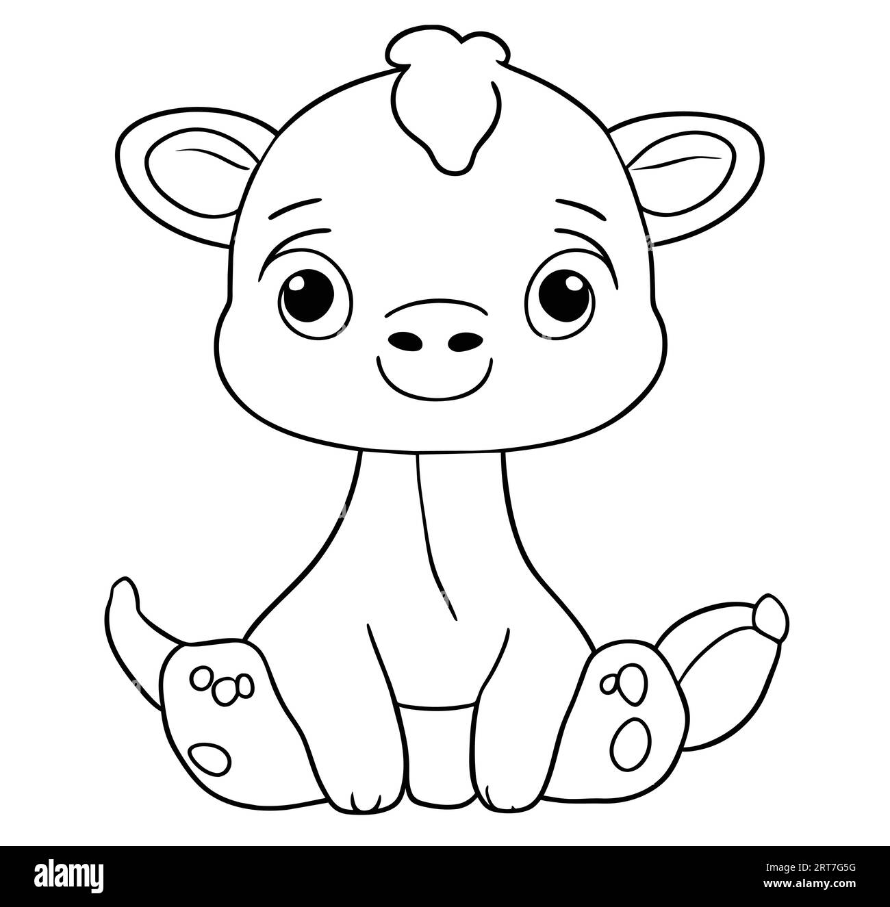 Adorable Baby Giraffe Coloring Page Vector – Perfect for Kids and Creativity Stock Vector