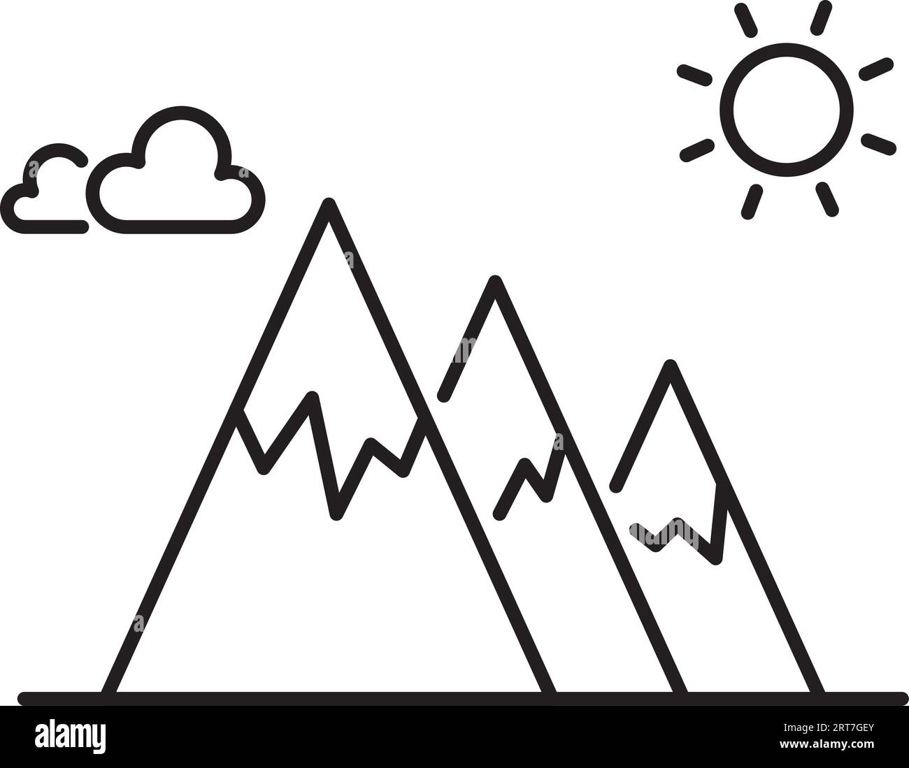 vector mountain and sun. clouds with mountains. nature landscape vector ...