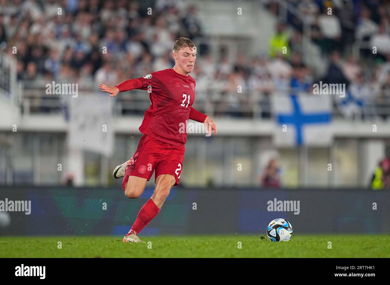 Hjlund September 10 2023: Rasmus Højlund (Denmark) controls the ball during a ...