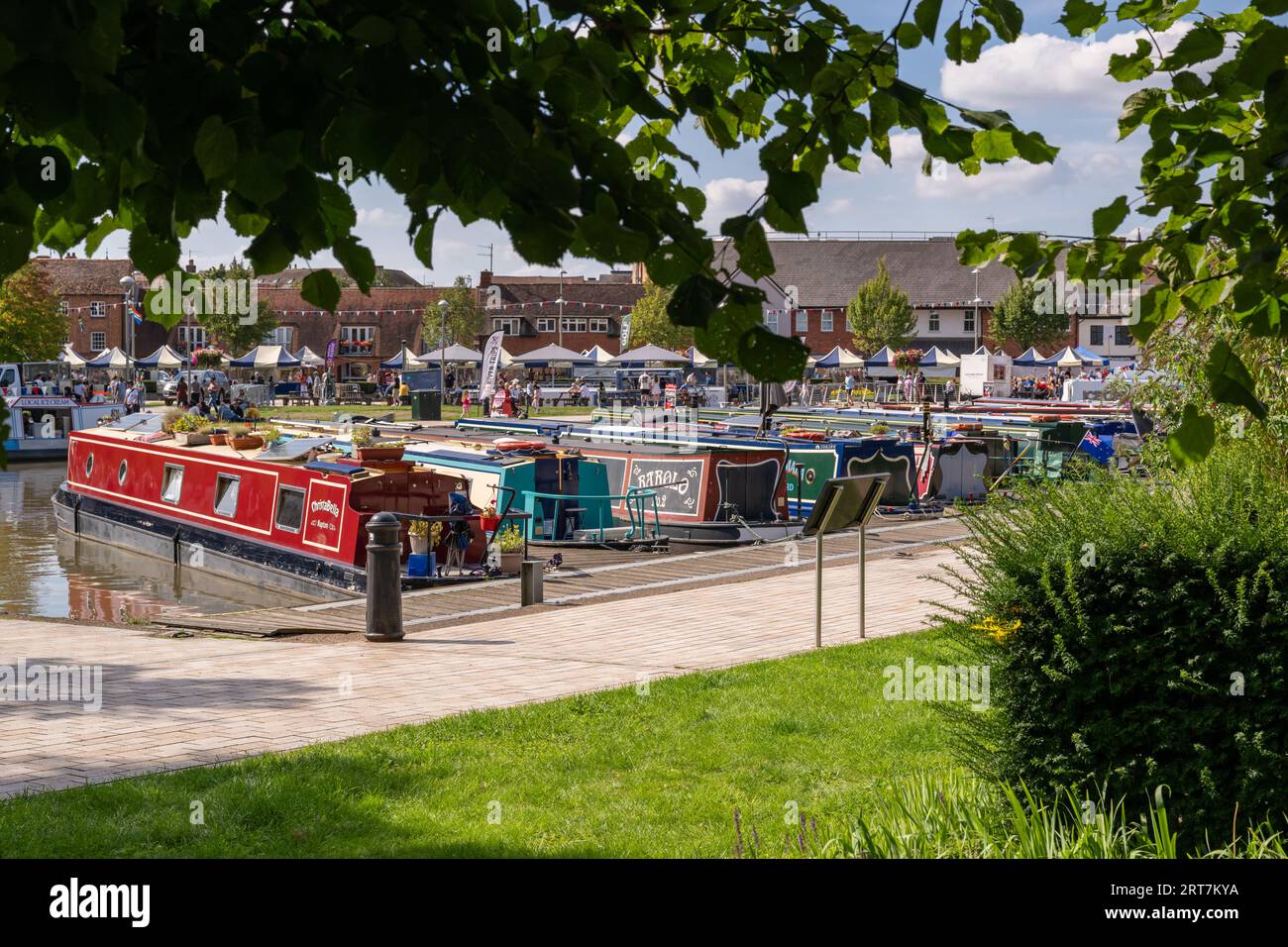 Canal boats at Bancroft Basin, Stratford on Avon,Warwickshire, England Stock Photo