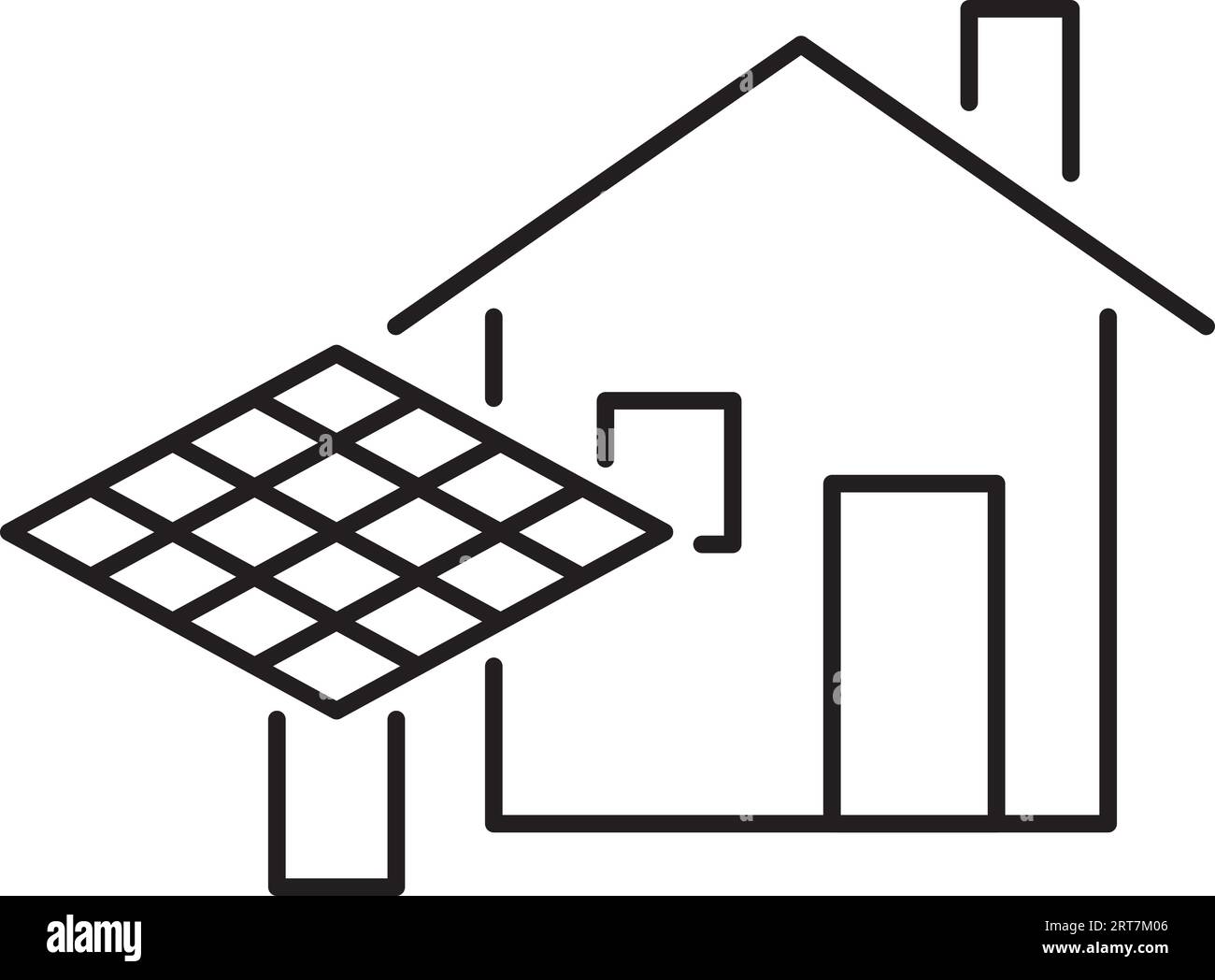 vector holograme house system. solar cell system. solar system for saving energy vector illustration on white background. Stock Vector