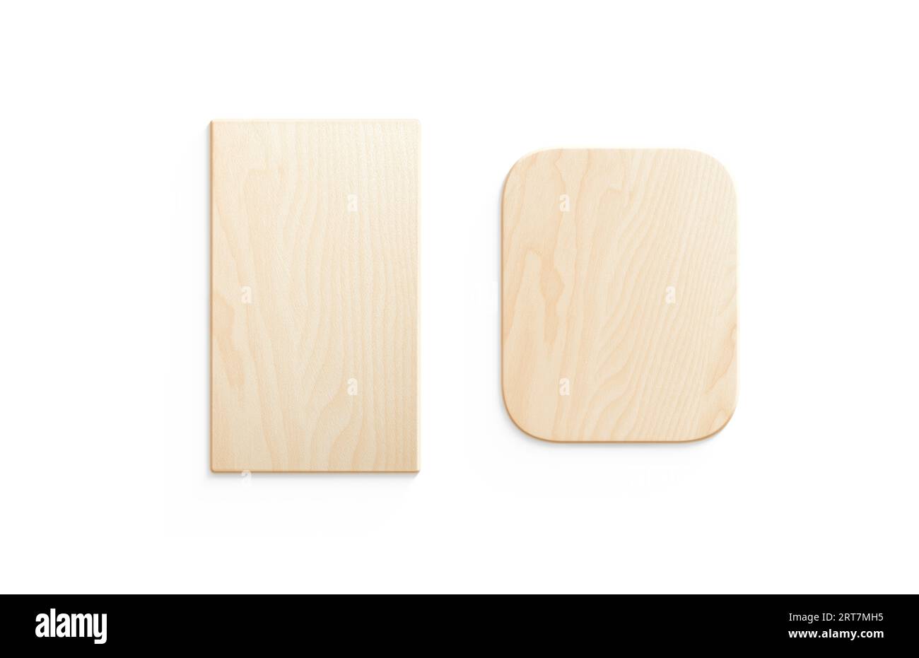 Blank rectangle wood plate mockup set top view 3d rendering empty