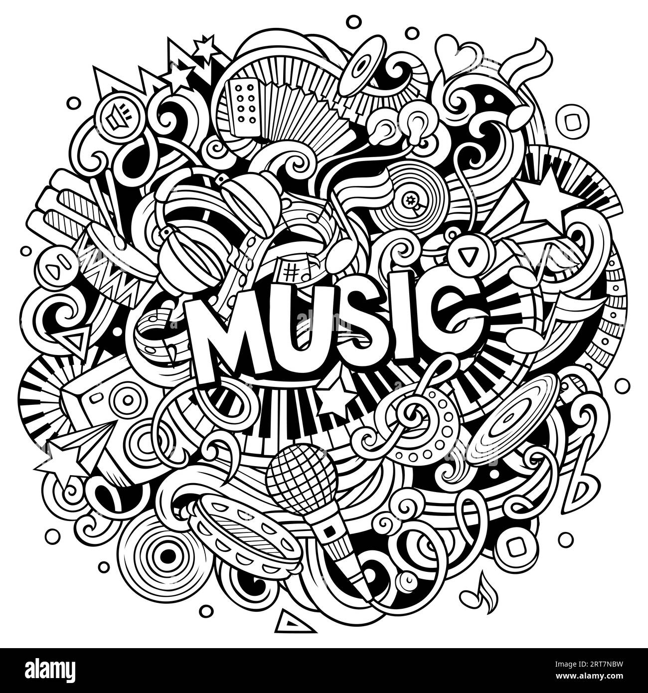 Music tool doodles illustration Cut Out Stock Images & Pictures