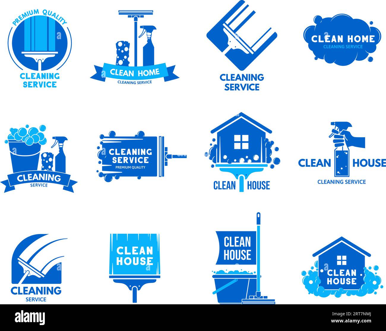 Cleaning service emblem. House cleaning company badges, professional