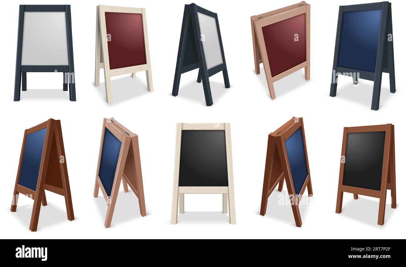 Outdoor chalkboard mockup. Empty chalk menu boards, blackboard display