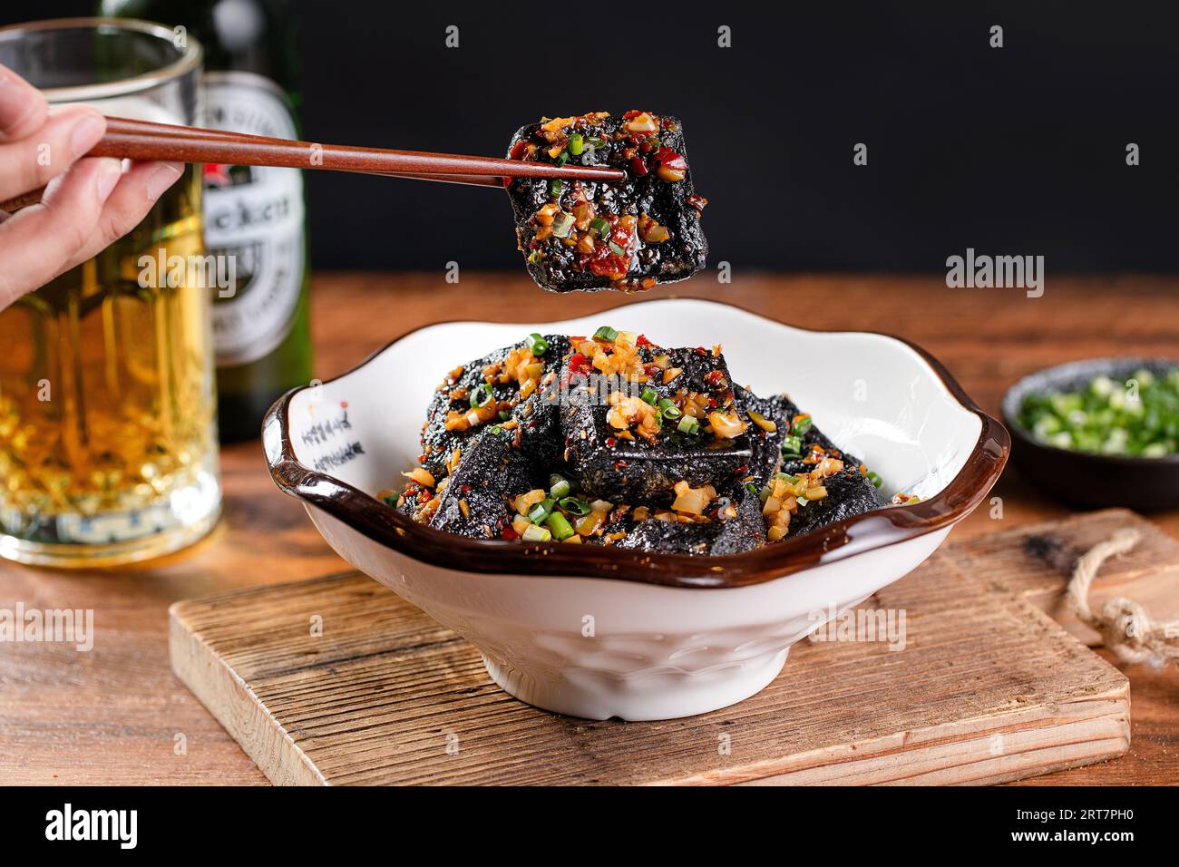 Stinky tofu is a Chinese form of fermented tofu that has a strong odor. Fried Hunanstyle stinky