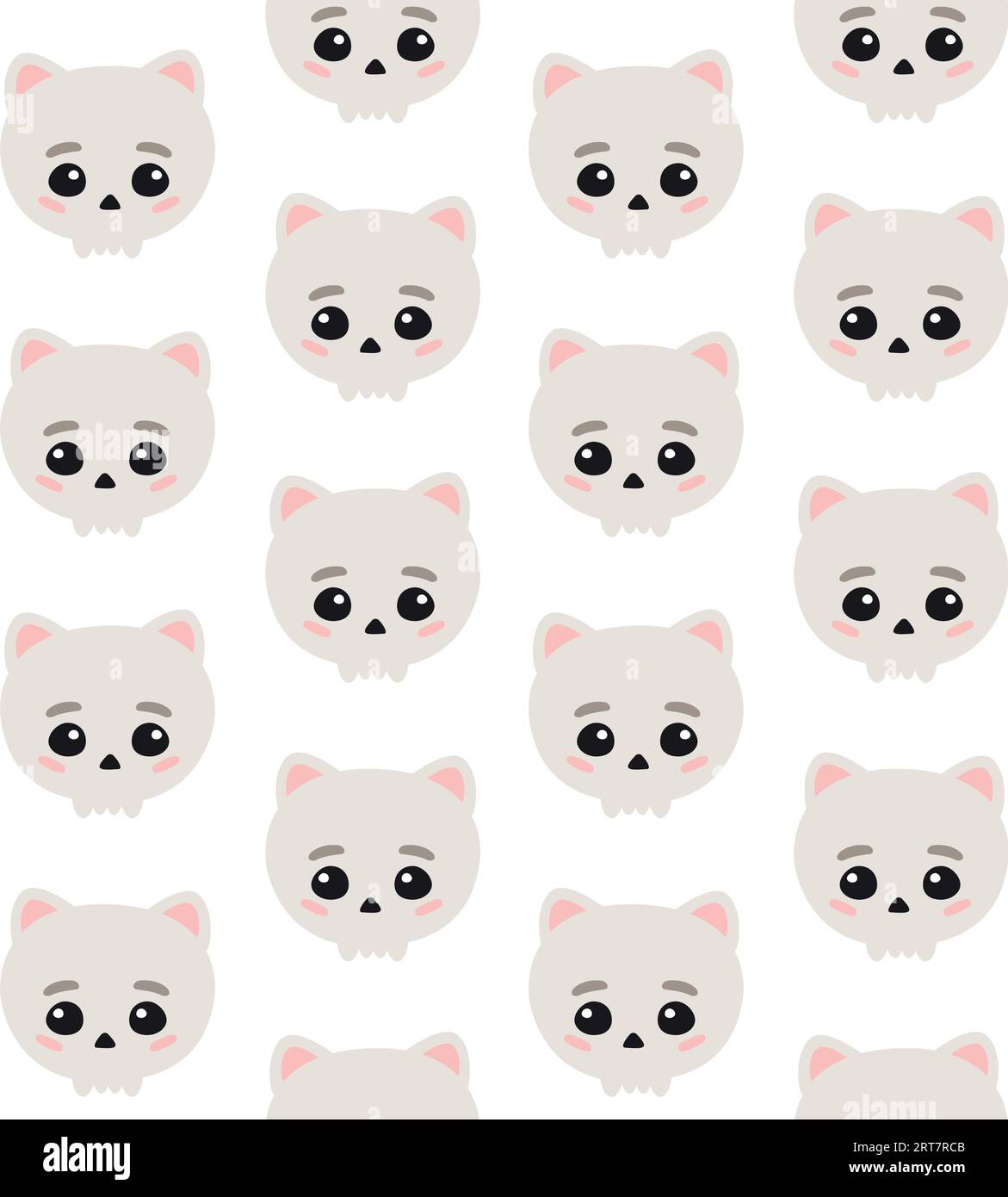 Vector seamless pattern of cute cat skull Stock Vector