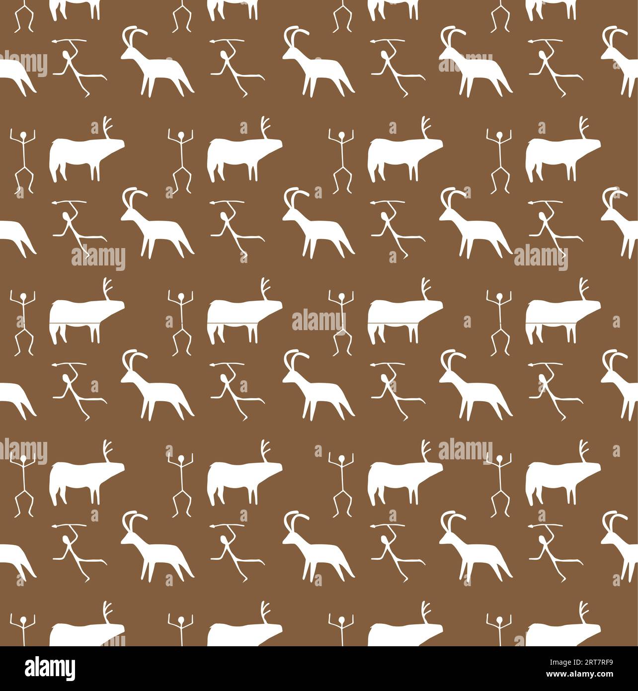 Vector seamless pattern of ancient rock paintings Stock Vector